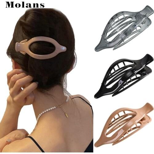 Molans New Ladies All-Match Hairpin Simple Lazy Hair Curling Artifact Hair Accessories For Women Clips Woman Claw Clip