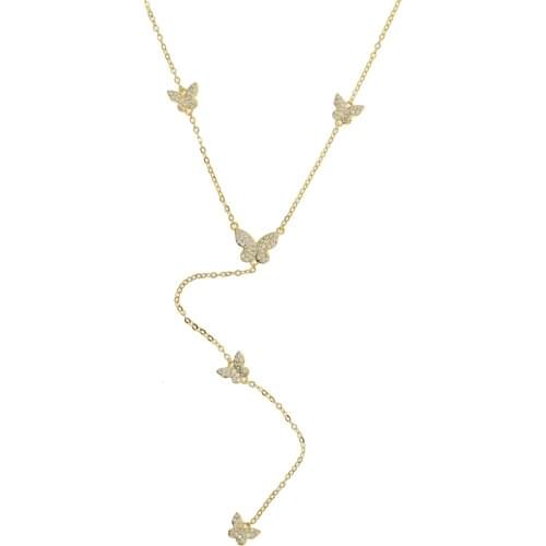 2021 New Arrived Delicate Butterfly Link Chain Long Y Lariat Pendant Necklace For Sexy Women Lady Charm Fashion Party Jewelry