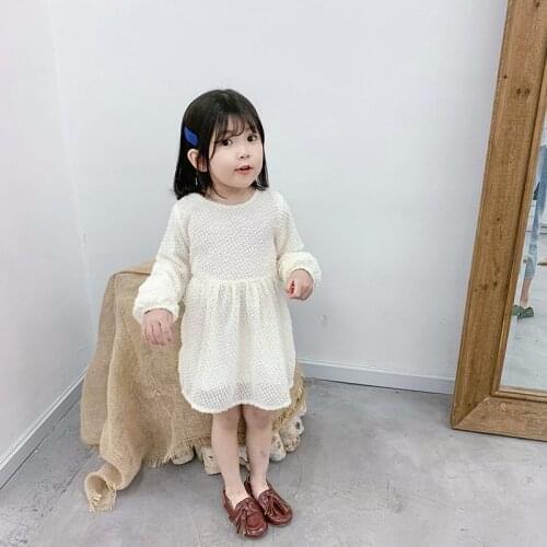 Toddler Girls Long Sleeve Dress 2019 Autumn Soild Elegant Party Dress For 2-7Yrs Outfits Children Princess Dress Girls Clothes