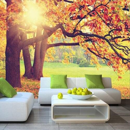 Custom Photo Wallpaper Autumn Leaves Sunshine 3D Wall Mural Living Room TV Sofa Backdrop Wall Decor Papel De Parede 3D Paisagem