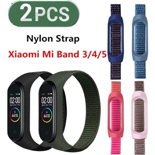 2PCS Strap of Xiaomi Mi Band 6 5 4 3 Strap miband 5 Nylon Wristband Replacement Bracelet For xiaomi xiomi band5 6 mi band4 strap