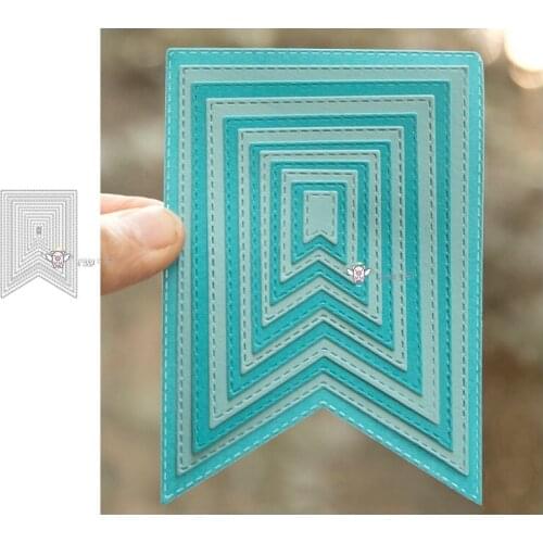 Mmao Crafts Metal Steel Cutting Dies New 12Pcs Dotted banner frame Stencil For DIY Scrapbooking Paper/photo Cards Embossing Dies