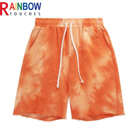 Rainbowtouches Shorts Men Street Hip Hop Pants Capris Popular Hole Shorts Cotton Summer Casual Loose Board Shorts Capris