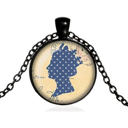 The Queen of England Glass Pendant Necklace Jewelry Gift For Him with Chain Best Gift For Women Gift For Him