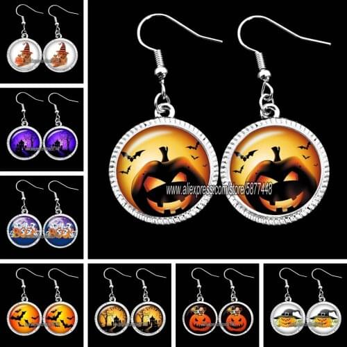 Glass Halloween Pumpkin Dangle Drop Earrings Festival Jewelry for Girls Women Teen Charms Gift Hot Sale