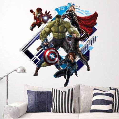 Super Hero Avengers Hulk Peel and Stick Wall Sticker Kids Room Stickers Cartoon Decals Home Decor Wallpaper Poster Y007