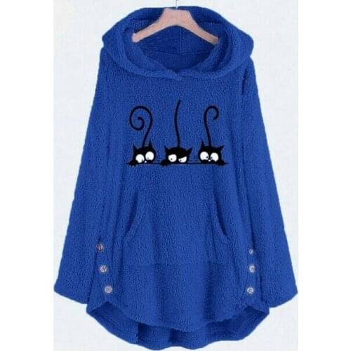 2020 warm home clothes, cat embroidery double-sided velvet womens Hoodie