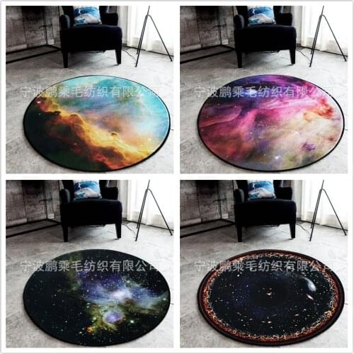 Universe Starry Sky Round Carpet For Living Room Soft Velvet Children Bedroom Rugs And Carpet Computer Chair Area Rug/Floor Mat