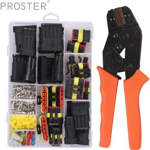 Proster for 1 2 3 4 5 6 Pin Car Motorcycles Waterproof Electrical Terminal Wire Connector crimper tool set + Fuses MA867
