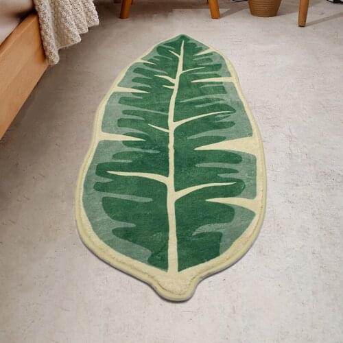 Leaf Shape Imitation Cashmere Floor Mats Home Bathroom Bathroom Entrance Bedside Absorbent Non-slip Floor Mats Bath Rug