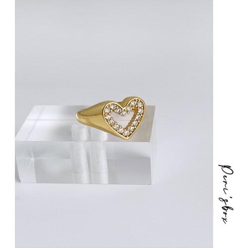 PerisBox Micro-inlaid Zircon Heart Butterfly Opening Ring Women Coconut Tree Pineapple Beach Ring Lightning Cross Sparkly Rings