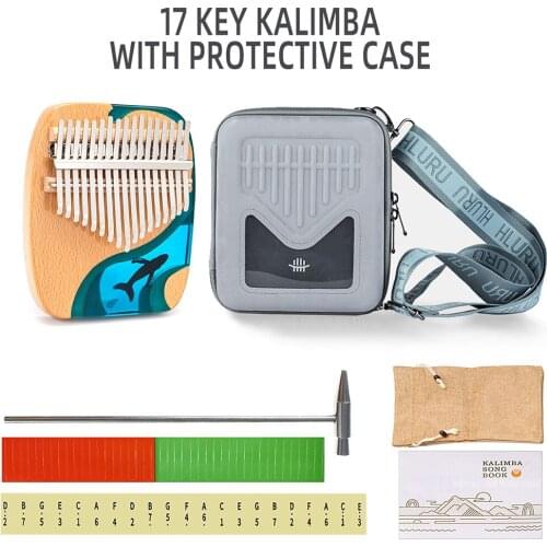 17 Keys Kalimba Calimba Wooden Thumb Piano Solid Beech Epoxy Resin With Tuning Hammer Keyboard Musical Instrument Birthday Gift