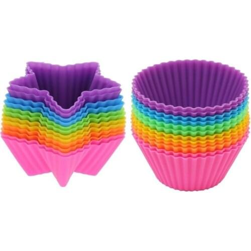 24pcs/set Silicone Cake Cup Circle Heart Star Shapes Jelly Pudding mold Unique style Cake Tool Kitchen Accessory