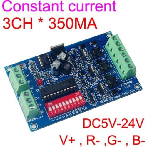 3CH DMX CC decoder;DC12-36V input;3CH*350mA output