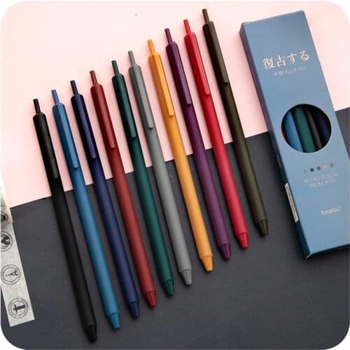 5pcs Retro Color Pen Set Triangular barrel Vintage Purple Gray Brown Gel Ink Pens for Marker Liner Office School Supplies A6727