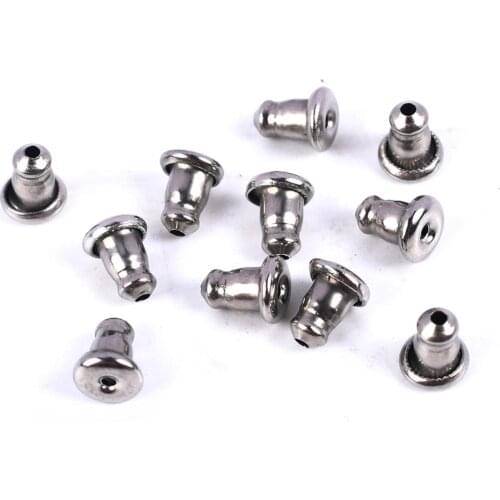 50Pcs Stainless Steel Bullet Earring Backs Plug Stopper Scrolls Earrings Findings DIY Blocked Caps For Jewelry Making Supplies
