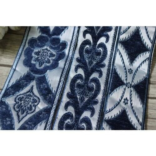 Mix set 6yards/lot wide 5.8cm-8.5cm Woven Jacquard Ribbon Geometric design with fluff for curtain and clothing accessory LS-1544