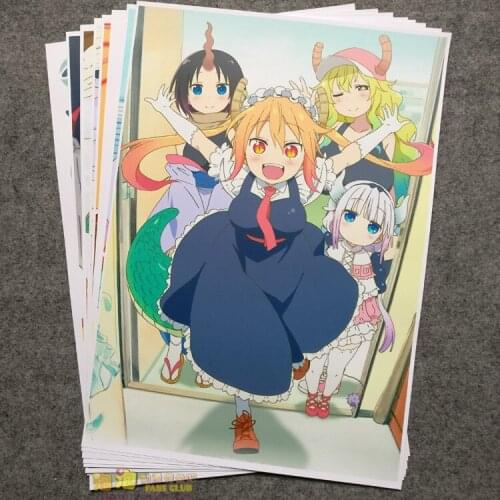 8Pcs Anime Miss Kobayashis Dragon Maid Picture Posters Figures Poster 42x29cm Toys for Wall Home Decoration Kids Adult Gift
