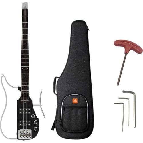 ALP RG-101AX Foldable Headless Travel Electric Bass Guitar Aluminum Alloy Body Maple Neck Rosewood Fingerboard with Gig Bag