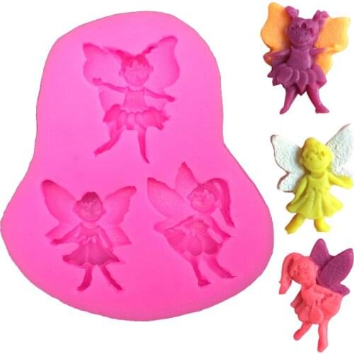Angel flying Shape fondant silicone mold kitchen baking chocolate pastry candy Clay making cupcake lace decoration tools FT