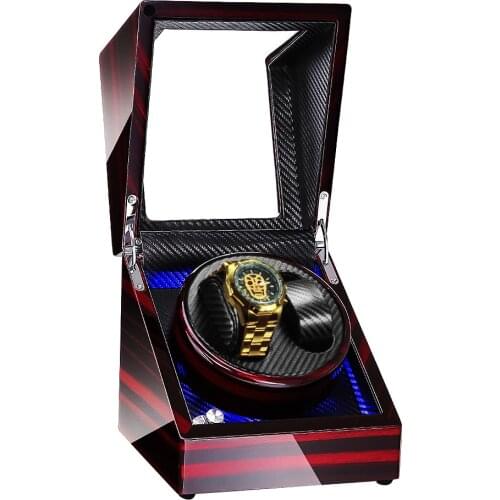 EU/US/AU/UK Plug Wood Automatic Watches Winder 2 Rotator LED Display Shockproof and Antimagnetic Watch Box Battery Support 2020