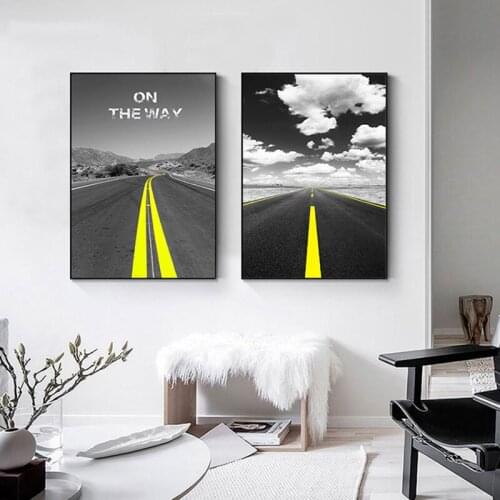 BALLEAY ART Modern Canvas Printing Nordic Wall Pop Art Painting Black and White Highway Cloud SIMPLE Posters and Prints Living
