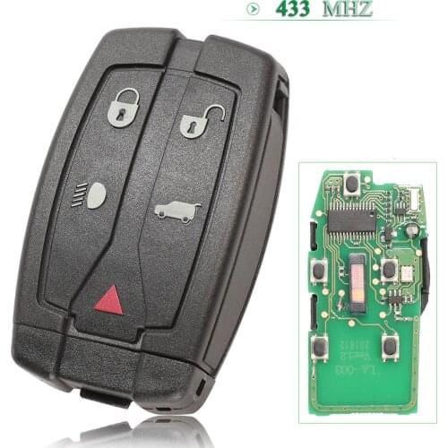 Bilchave 5 Buttons 433Mhz Smart Remote Control Car Key For Land Rover Freelander 2 LR2 Sport With Uncut Blade Replacement