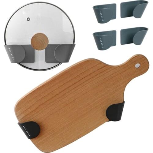 Kitchen Pot Lid Rack Pan Cover Holder Wall Mounted Cutting Board Hooks Self Adhesive Cooking Organizer Tools