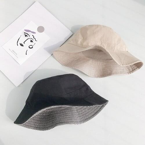 Double Wared Bucket Hat For Women Men Outdoors Hip Hop Caps Panama Cotton Girl Fisherman Vacation Hat Cap Candy Color