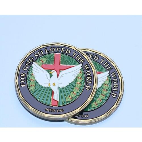 John 3:16 With Cross And Dove Christianity God Bible Verse Challenge Coin,20pcs/lot Free Shipping