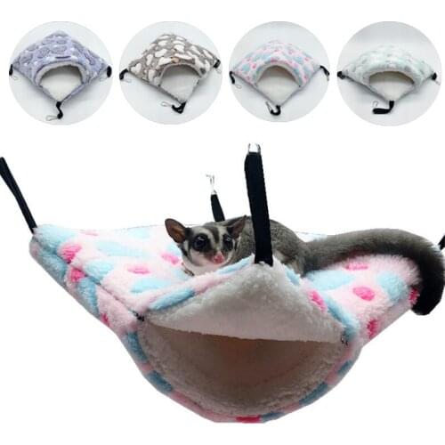 Multifunction Cotton Fleece Small Pet Cage Small Mini Pet Bed House Small Cat Dog Pet Hamster Hammock with Hook Animal Mat Pad