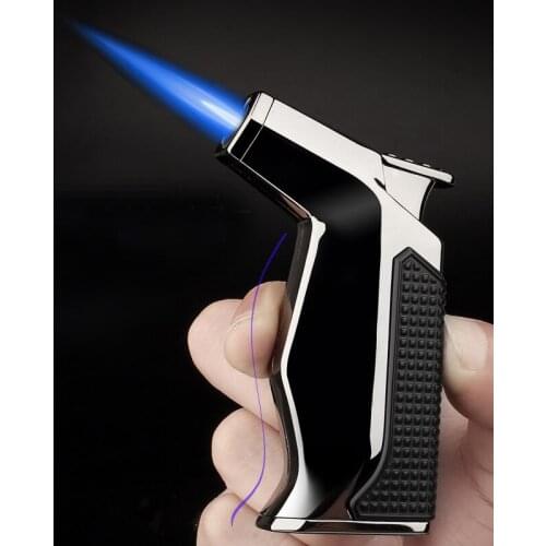 Creative gas lighter wind proof direct fire metal with cigar hole opener