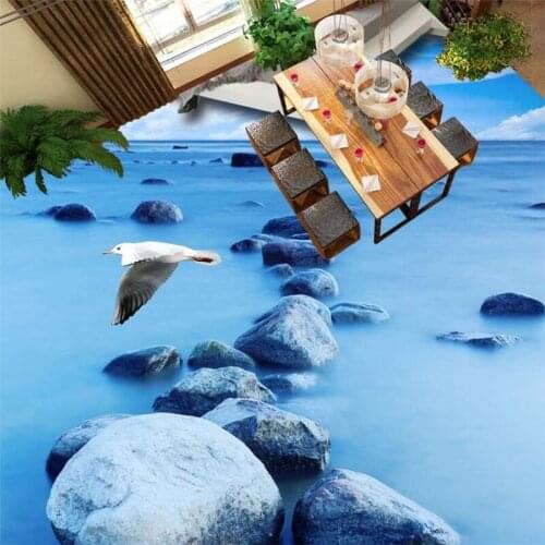 Beibehang creative aesthetic beautiful sea sky 3D floor three - dimensional decorative painting non - slip self-adhesive past