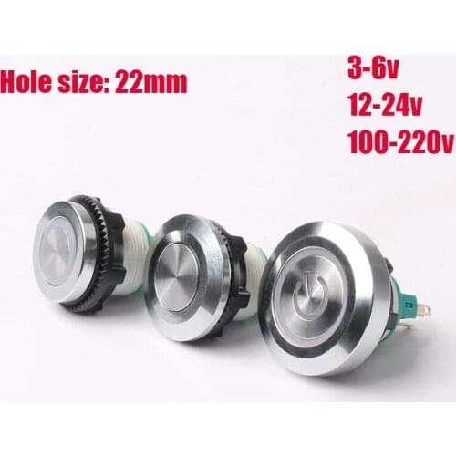 22mm metal key switch small face large face super large face self-resetting LED waterproof self-locking 6V12V24V220V switch