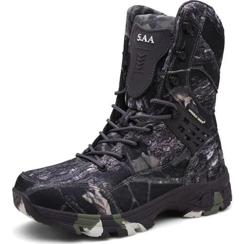 Spring Outdoors Camping Hiking Trekking Hunting High Help Camouflage Waterproof Work Boots Non-slip Tactic Training Shoe Male