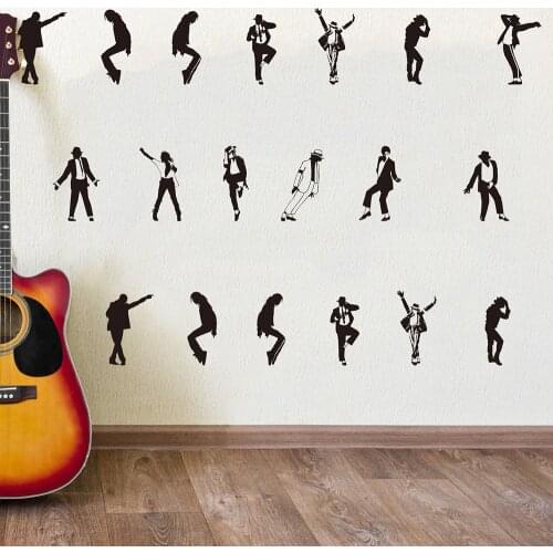 13Pcs Michael Jackson Dancer Wall Sticker Bedroom Nursery Rock Super Star Dance Music Singer Wall Decal Living Room Vinyl Decor