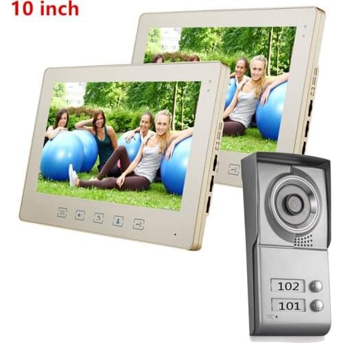 New Apartment 10" Color Screen Video Intercom Door Phone System 2 Monitors + 1 Doorbell Camera for 2 house Family FREE SHIPPING