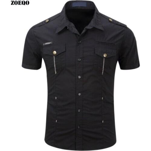 New Casual Mens Short Sleeve Shirt Outwear Military Shirt mens casual brand shirt man cotton shirts camisas hombre