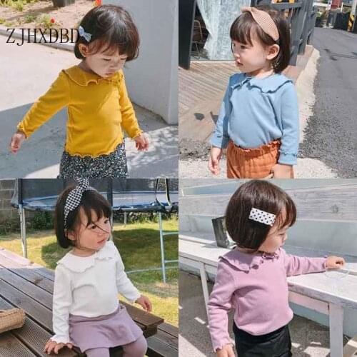 New Style 2020 Spring Girls T-shirts Fashion Cute Kids Girls Soft Tops Full Sleeve Cotton Shirt Clothes Underwear for 1-8T Baby
