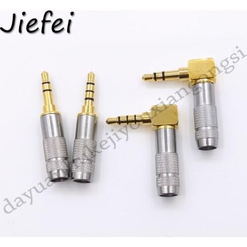 Wholesale Gold Plated 3.5mm 1/8" 3 4 Pole Male Headphone Jack straight/Right Angle 90 Degree Solder Plug Connector for 6mm Cable