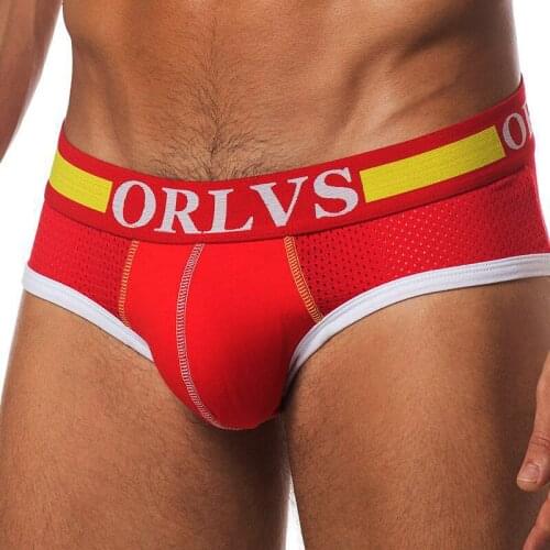 ORLVS Brand 50PC/LOT Wholesale Nylon Men Underwear Sexy Briefs Breathable Quick Dry Male Panties Cueca Tanga Men Briefs Mesh