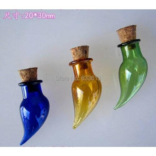 Handmade pepper shape necklace hang mobile phone vial pendant drift wishing bottle vial pendant/miniature pendant/glass bottle