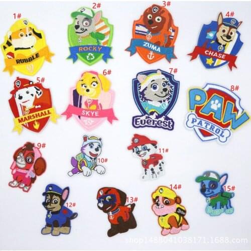 Paw Patrol Patch Sticker Combination Cartoon Pattern Embroidery Cloth Sticker Cute Animal Dog Cloth Sticker Children Toys Gifts