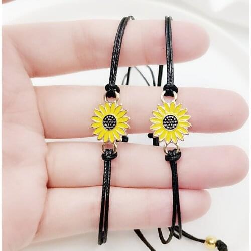 Sunflower Bracelets For Women Girls Handmade Braided Rope Chain jewelry Bracelet Gift For Best Friends New Year браслеты для лп