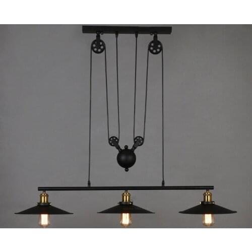 Industrial Retro Black LED pendant lights Iron lift creative hanging lamp for bedroom study living room suspension luminaire