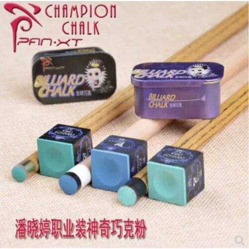 PXT Pan XT Tailor-made Chalk Powder Pool Snooker Metal Box Professional Accessories 2-Pieces Green Blue Chalk with Good Box