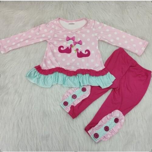 Christmas Outfits Toddler Girls long sleeve pink suit kids fashion boutique pants buttoned clothing