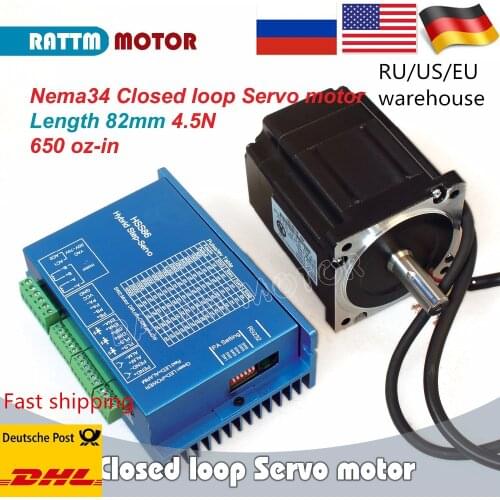 CNC Controller kit Nema 34 4.5N.m Closed Loop stepper motor 82mm 6A 2-Phase with stepper motor driver 2HSS86 CNC kits