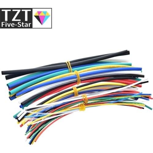 TZT New Electric Unit 70pcs Flame Retardant Durable 7 Color Assorted Colors Ratio 2:1 Polyolefin Heat Shrink Tubing Tube Kits