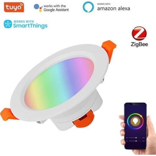 Tuya Zigbee 3.0 Smart Downlight Dimming Round Spot Light 4 Inch RGBCW 10W LED Recessed Ceiling Light Work With Alexa Google Home